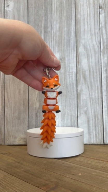 Fox Wiggly Tail Keychain - 3D Printed Articulated Fidget Toy