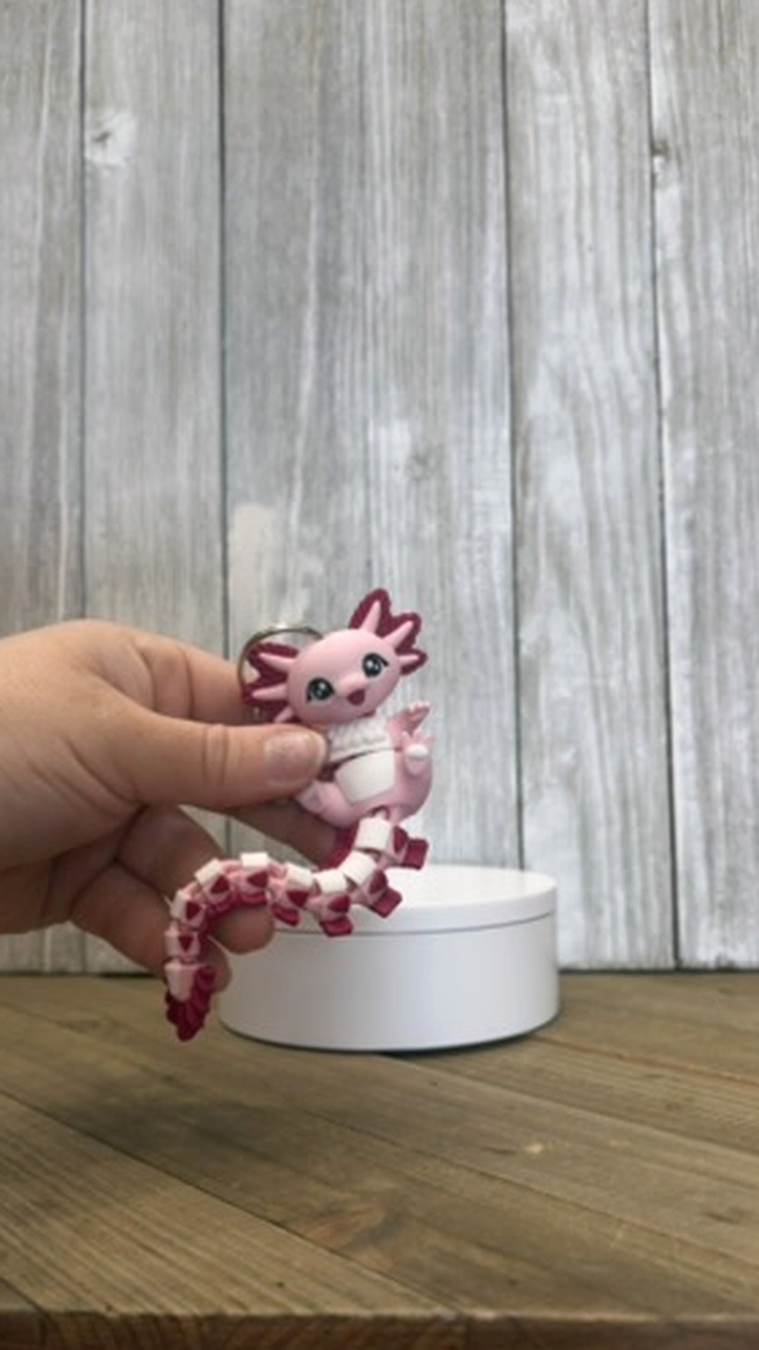 Axolotl Wiggly Tail Keychain - 3D Printed Articulated Fidget Toy