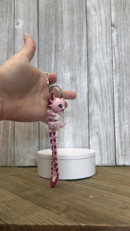 Axolotl Wiggly Tail Keychain - 3D Printed Articulated Fidget Toy