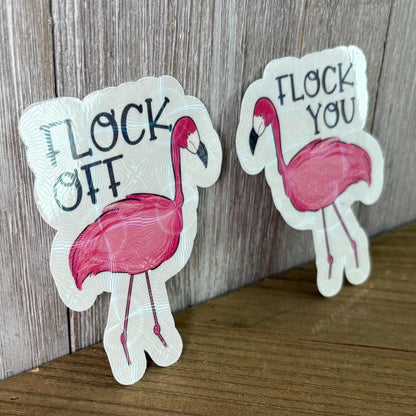 Flamingo Puns – Hand Drawn Waterproof Sticker Pair