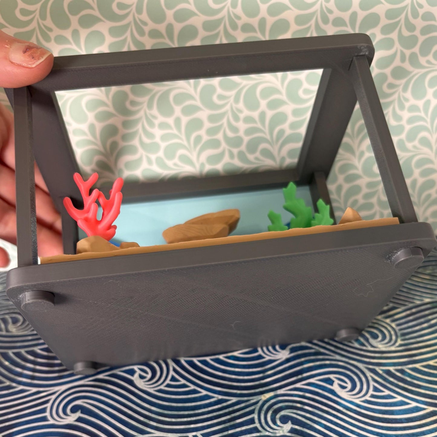 3D Printed Fish Tank Diorama Play Set – Coral Reef Aquarium Scene Display (Fish Sold Separately)