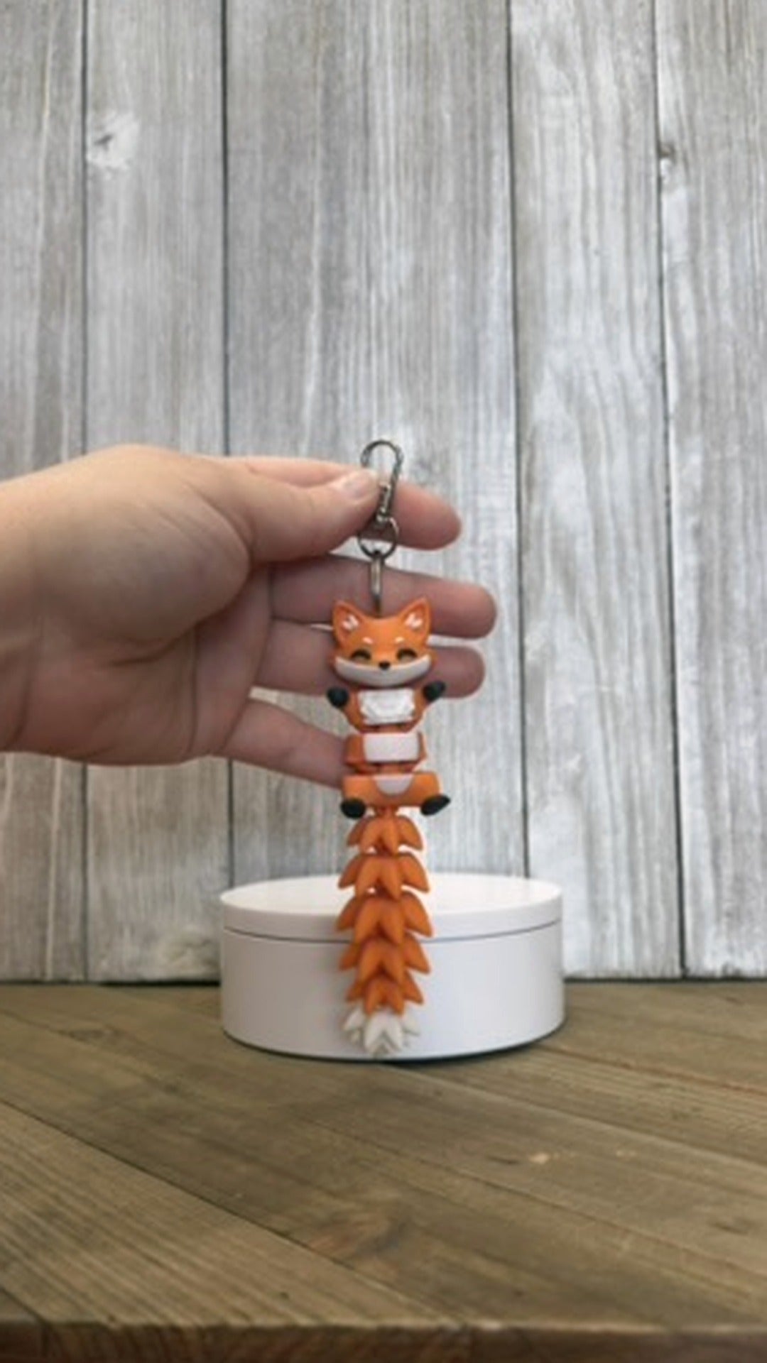 Fox Wiggly Tail Keychain - 3D Printed Articulated Fidget Toy