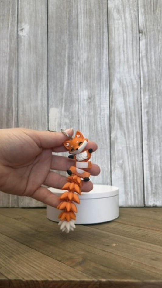 Fox Wiggly Tail Keychain - 3D Printed Articulated Fidget Toy
