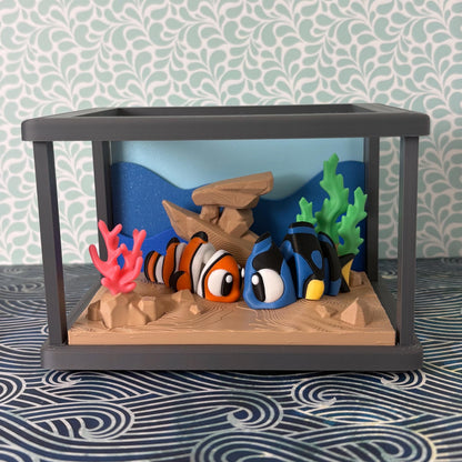 3D Printed Fish Tank Diorama Play Set – Coral Reef Aquarium Scene Display (Fish Sold Separately)