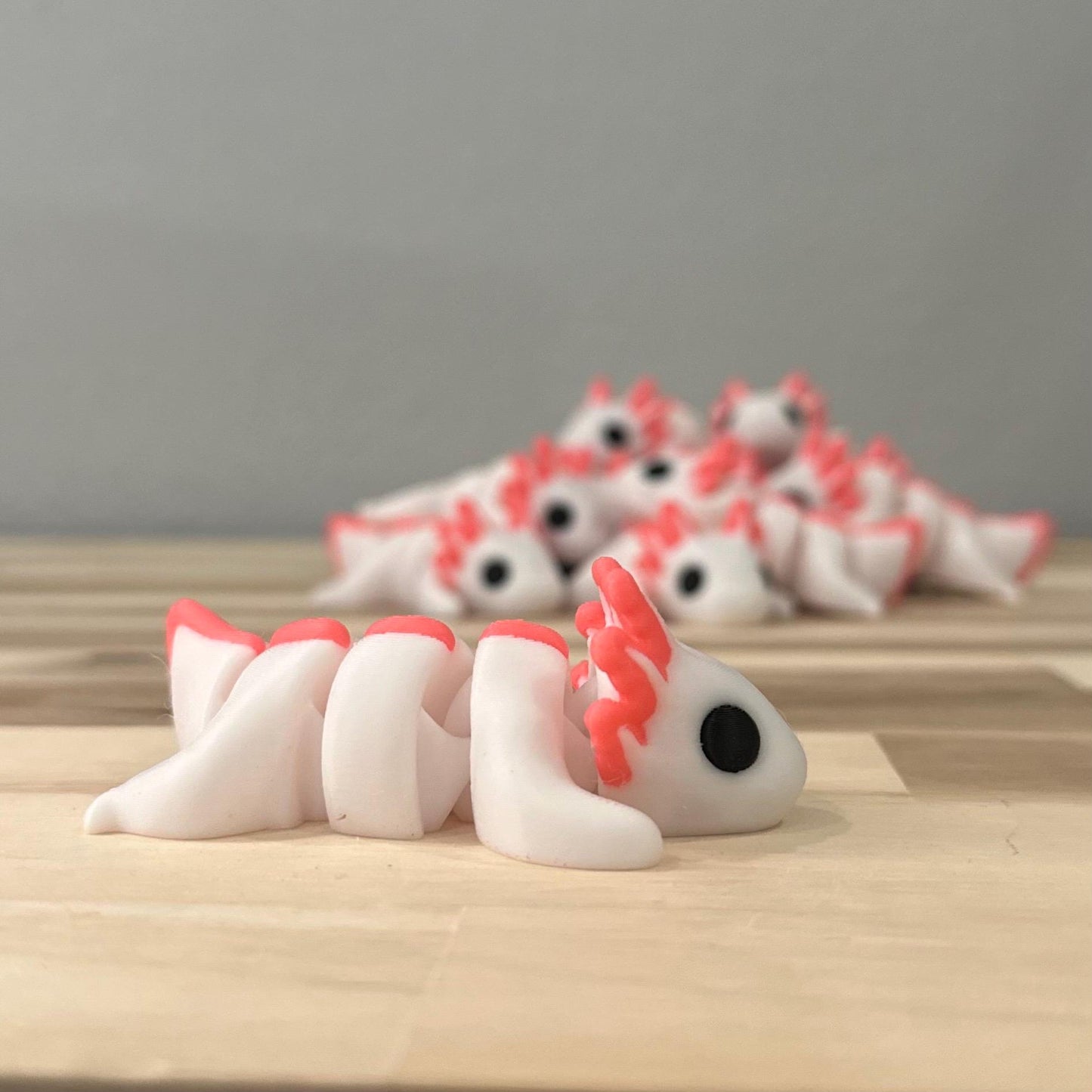 White & Pink Axolotl Wiggly Pal - 3D Print Fidget Toy  - articulating animal