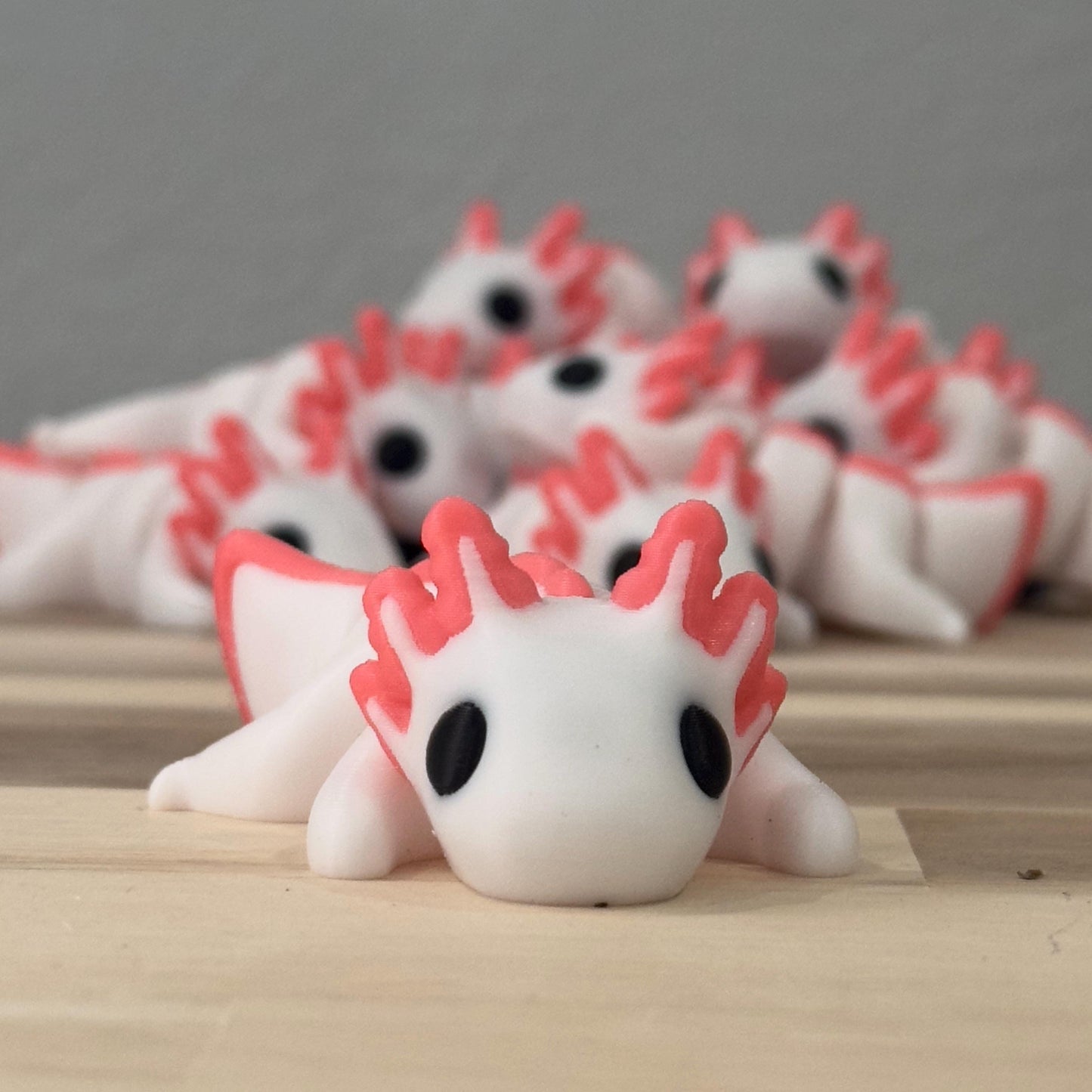 White & Pink Axolotl Wiggly Pal - 3D Print Fidget Toy  - articulating animal