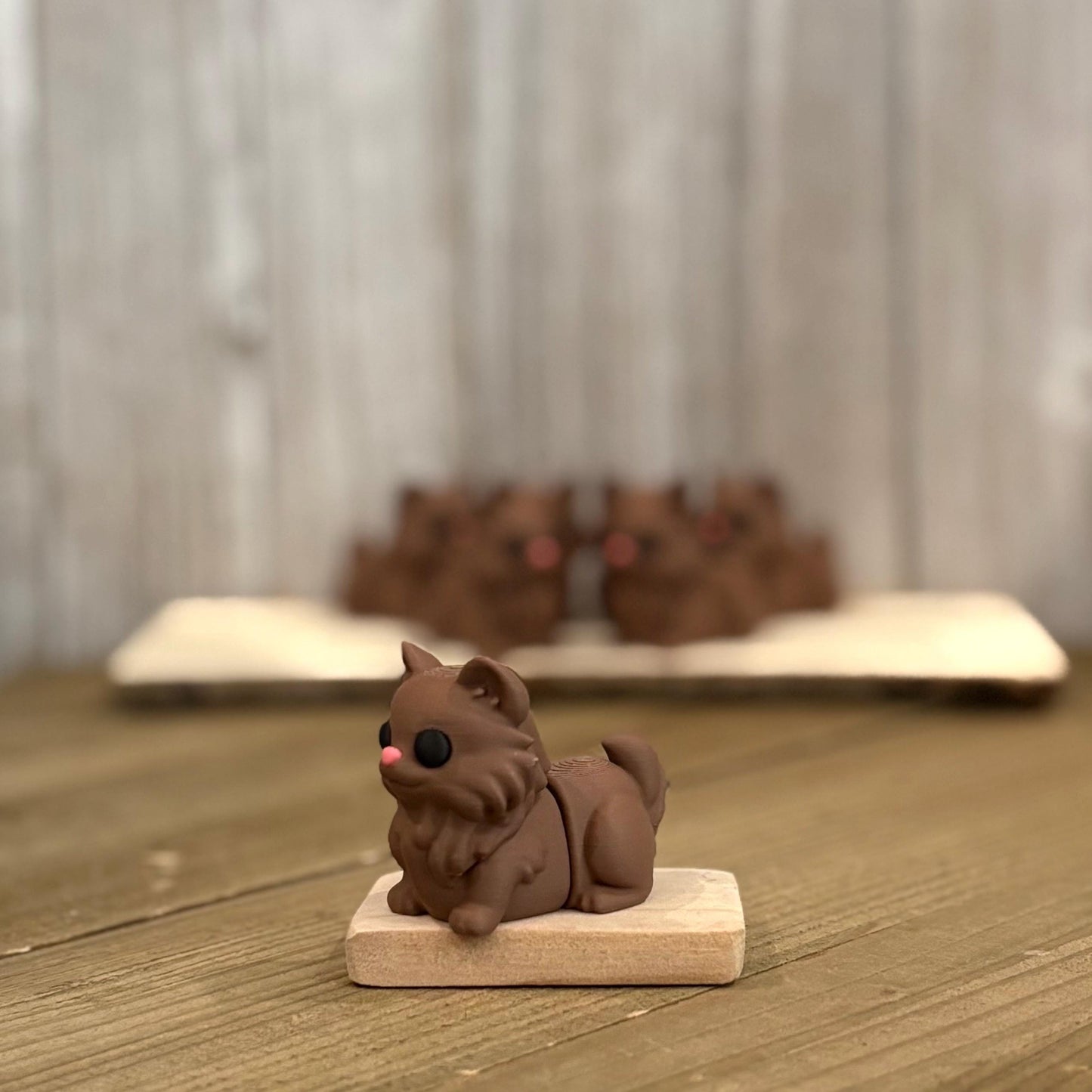 Wiggly Brown Fluffy Cat - Articulated 3D Printed Fidget, Cute Flexi Desk Buddy Pet, Stress Relief Kitten