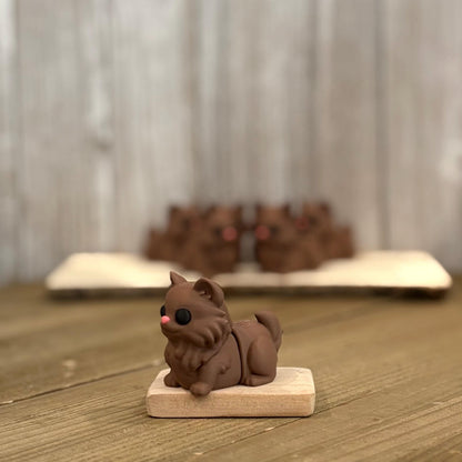 Wiggly Brown Fluffy Cat - Articulated 3D Printed Fidget, Cute Flexi Desk Buddy Pet, Stress Relief Kitten