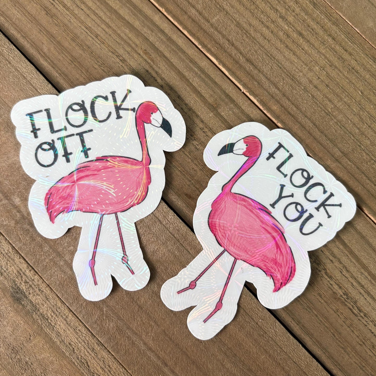 Flamingo Puns – Hand Drawn Waterproof Sticker Pair