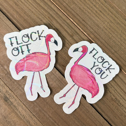 Flamingo Puns – Hand Drawn Waterproof Sticker Pair