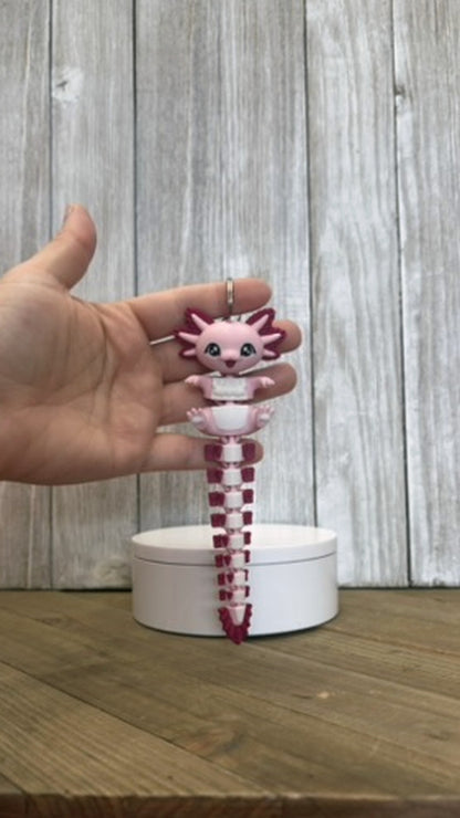 Axolotl Wiggly Tail Keychain - 3D Printed Articulated Fidget Toy