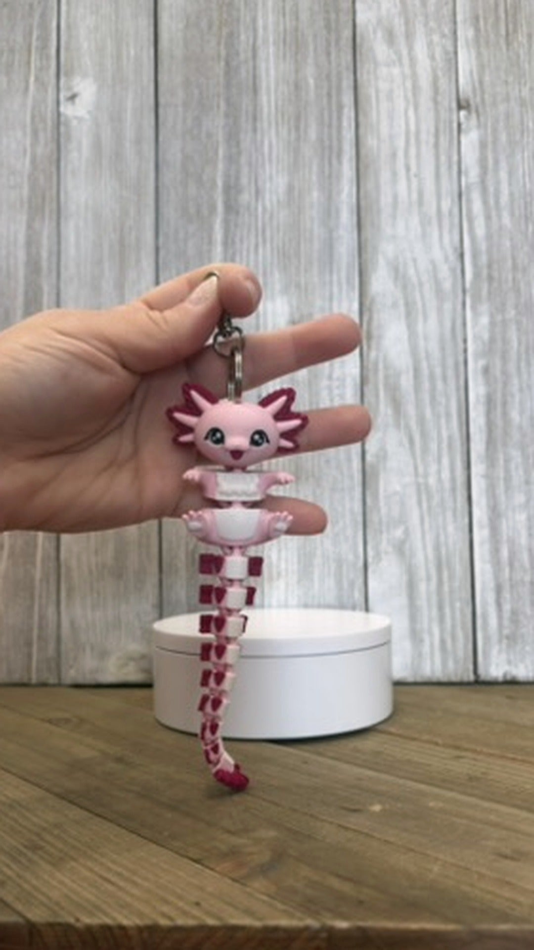 Axolotl Wiggly Tail Keychain - 3D Printed Articulated Fidget Toy