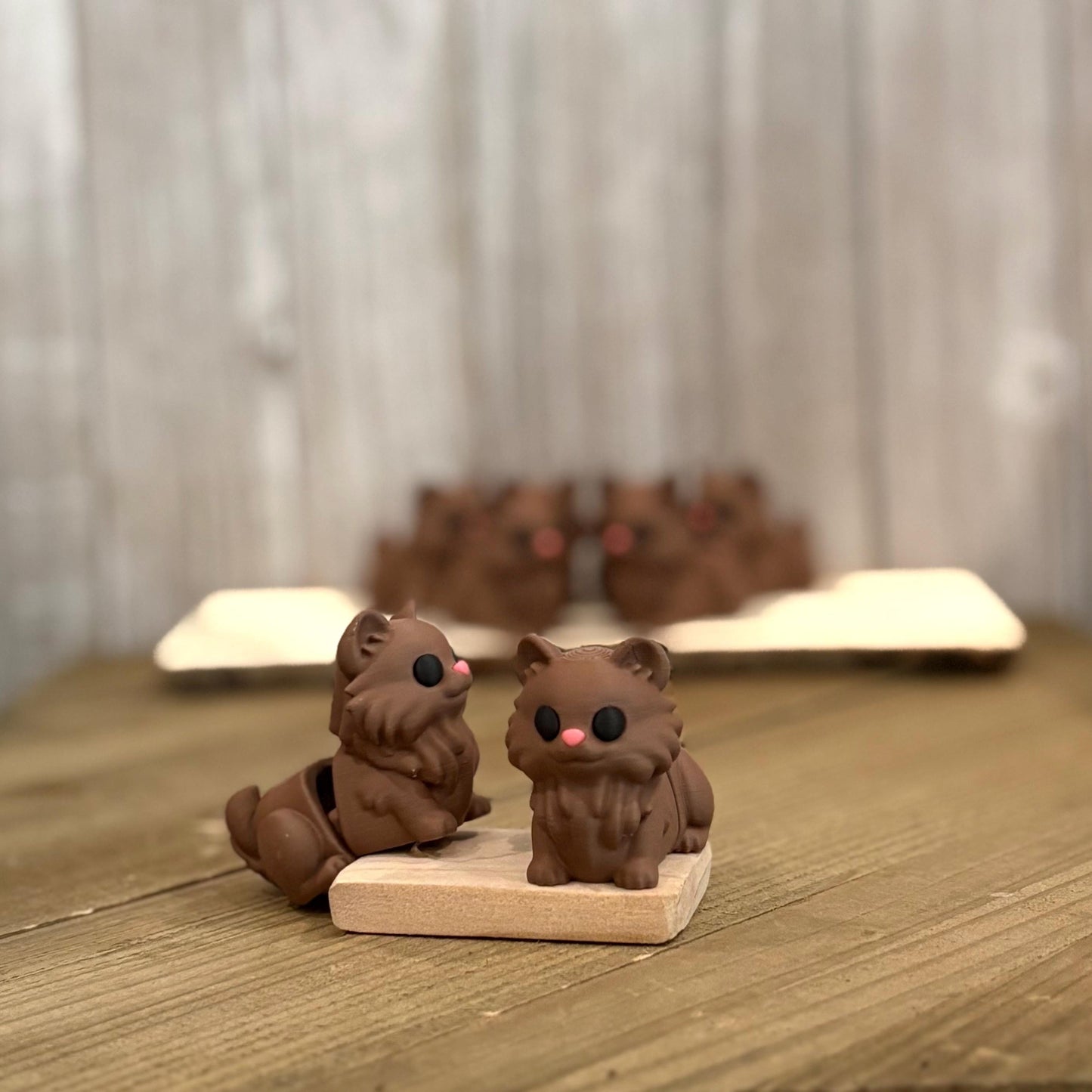 Wiggly Brown Fluffy Cat - Articulated 3D Printed Fidget, Cute Flexi Desk Buddy Pet, Stress Relief Kitten