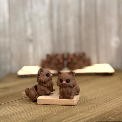 Wiggly Brown Fluffy Cat - Articulated 3D Printed Fidget, Cute Flexi Desk Buddy Pet, Stress Relief Kitten