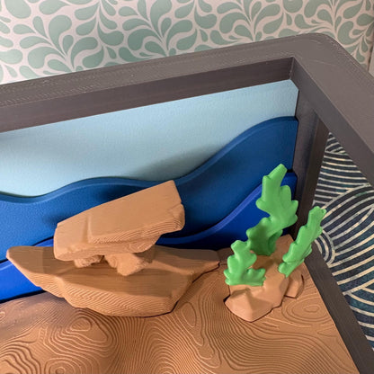 3D Printed Fish Tank Diorama Play Set – Coral Reef Aquarium Scene Display (Fish Sold Separately)