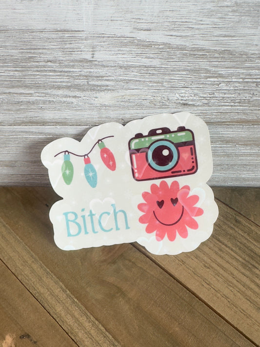 Lights Camera Bitch Smile – Swiftie Glittery Waterproof Sticker