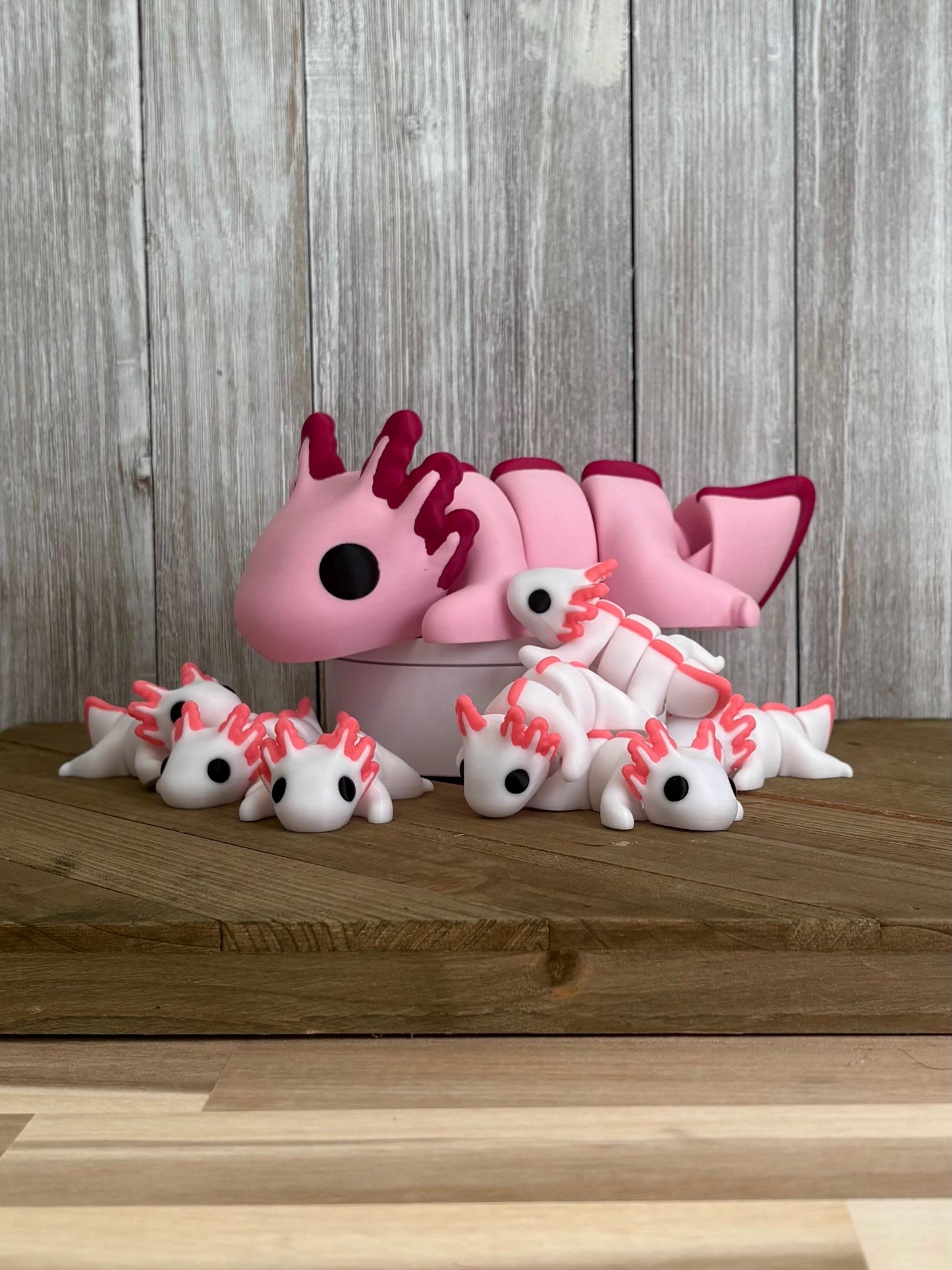 Giant Wiggly Pal Axolotl - 3D Print Fidget Toy  - articulating animal