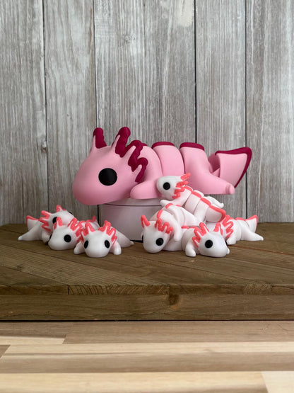 Giant Wiggly Pal Axolotl - 3D Print Fidget Toy  - articulating animal