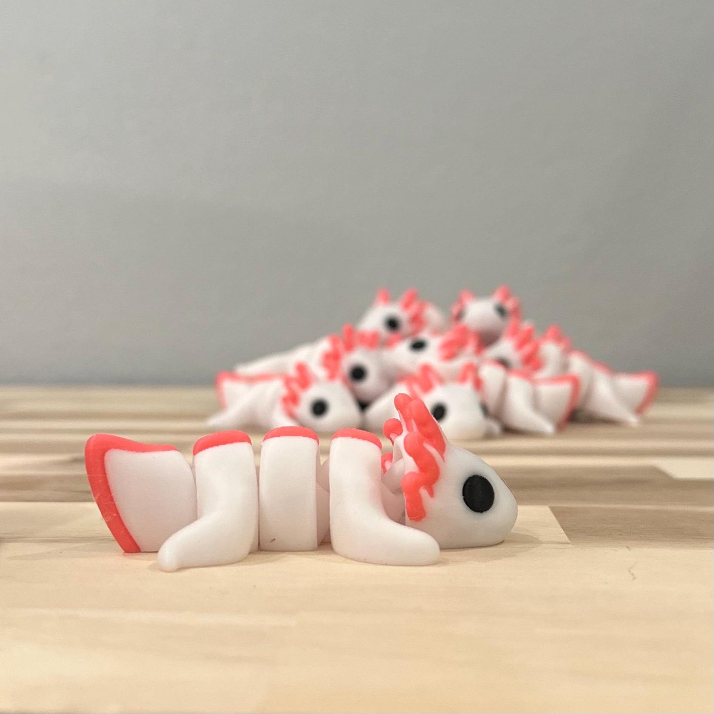 White & Pink Axolotl Wiggly Pal - 3D Print Fidget Toy  - articulating animal