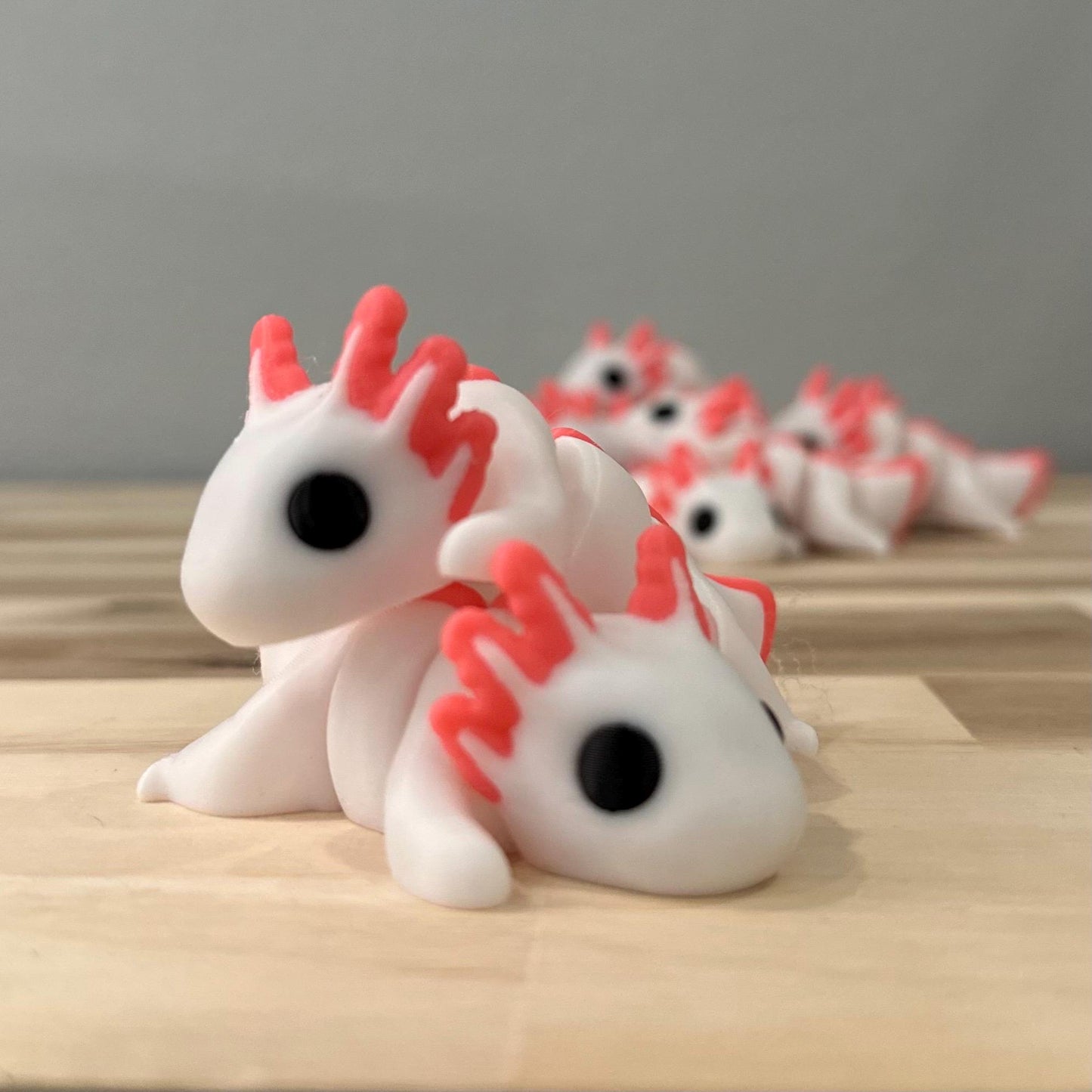 White & Pink Axolotl Wiggly Pal - 3D Print Fidget Toy  - articulating animal