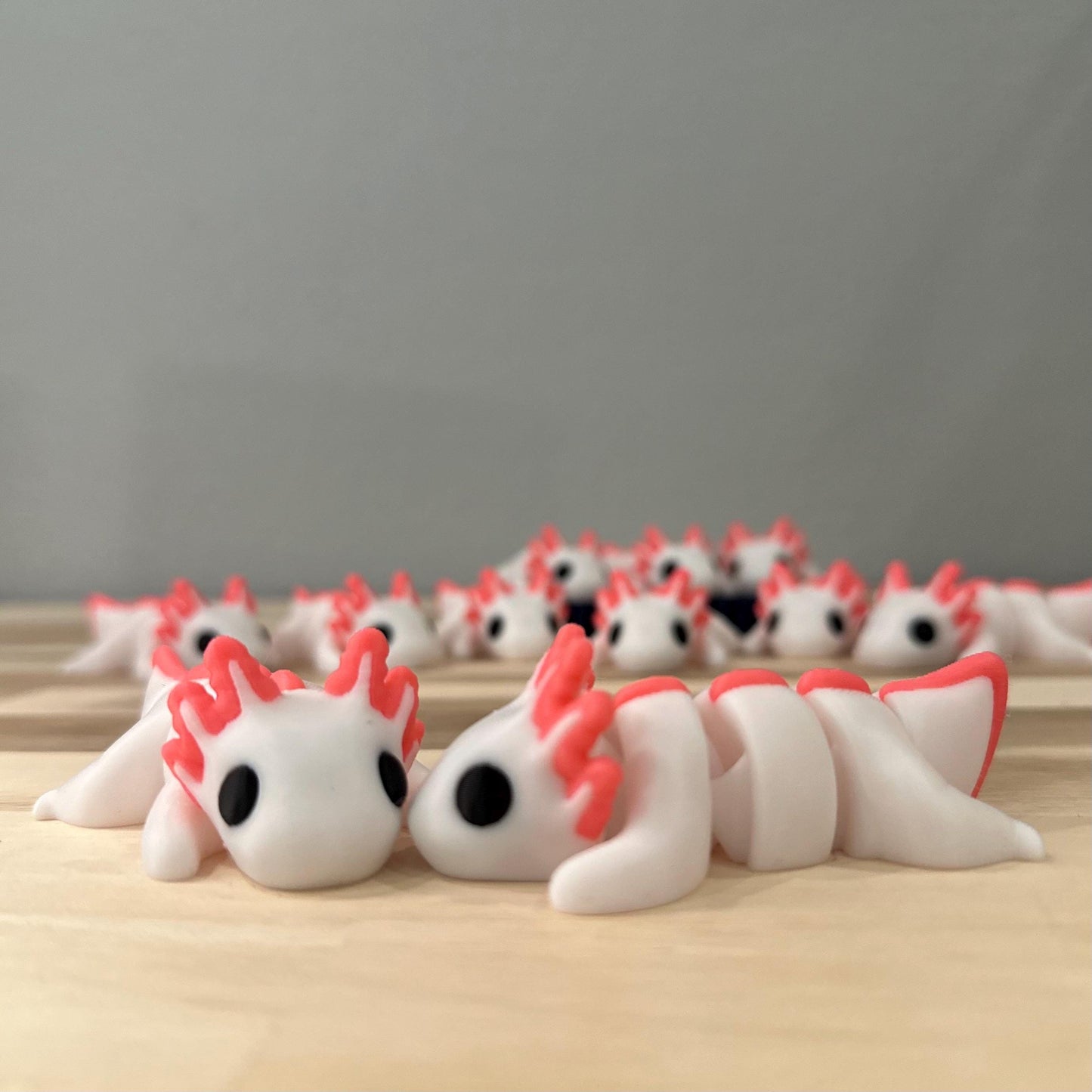 White & Pink Axolotl Wiggly Pal - 3D Print Fidget Toy  - articulating animal