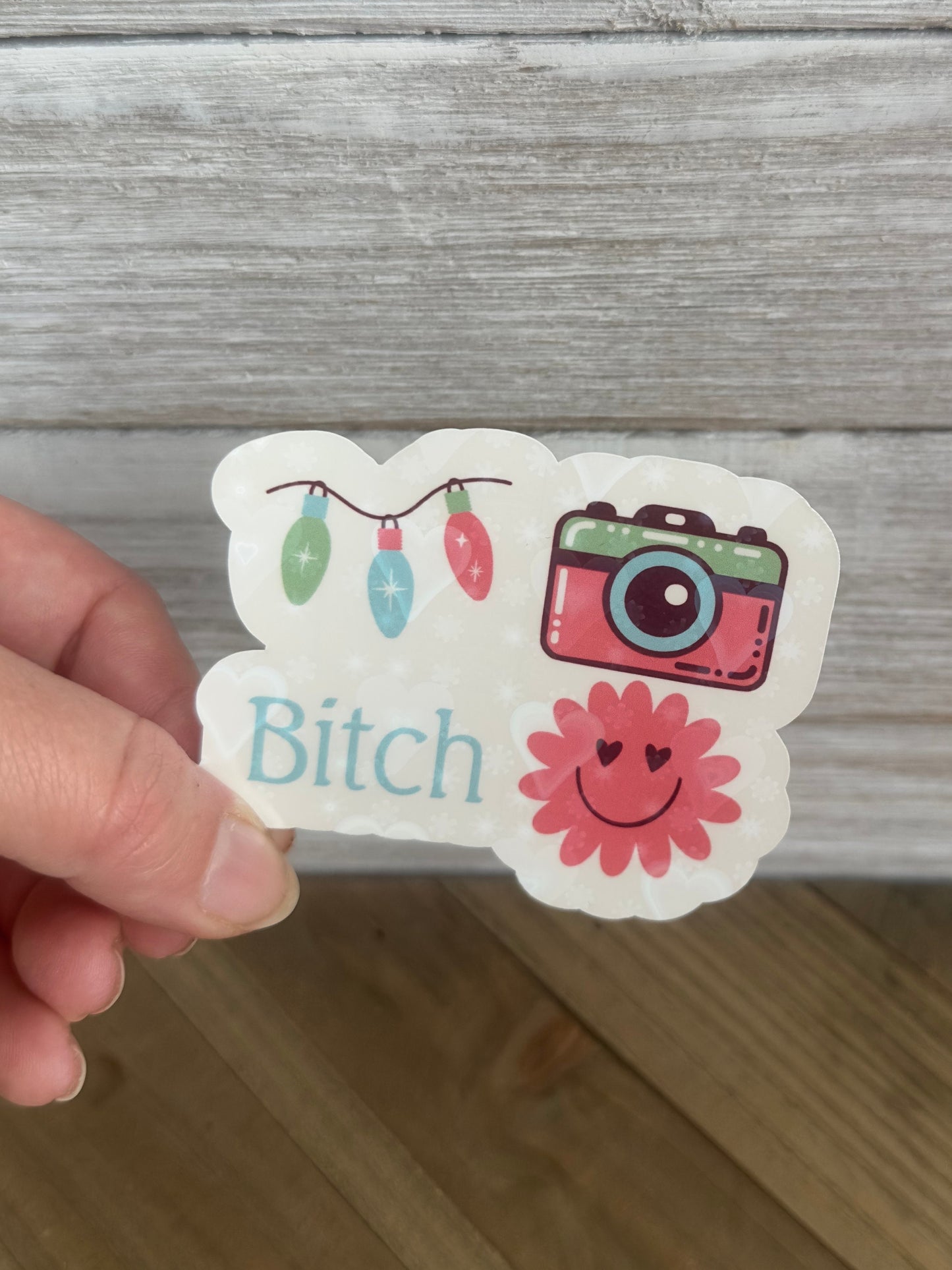 Lights Camera Bitch Smile – Swiftie Glittery Waterproof Sticker