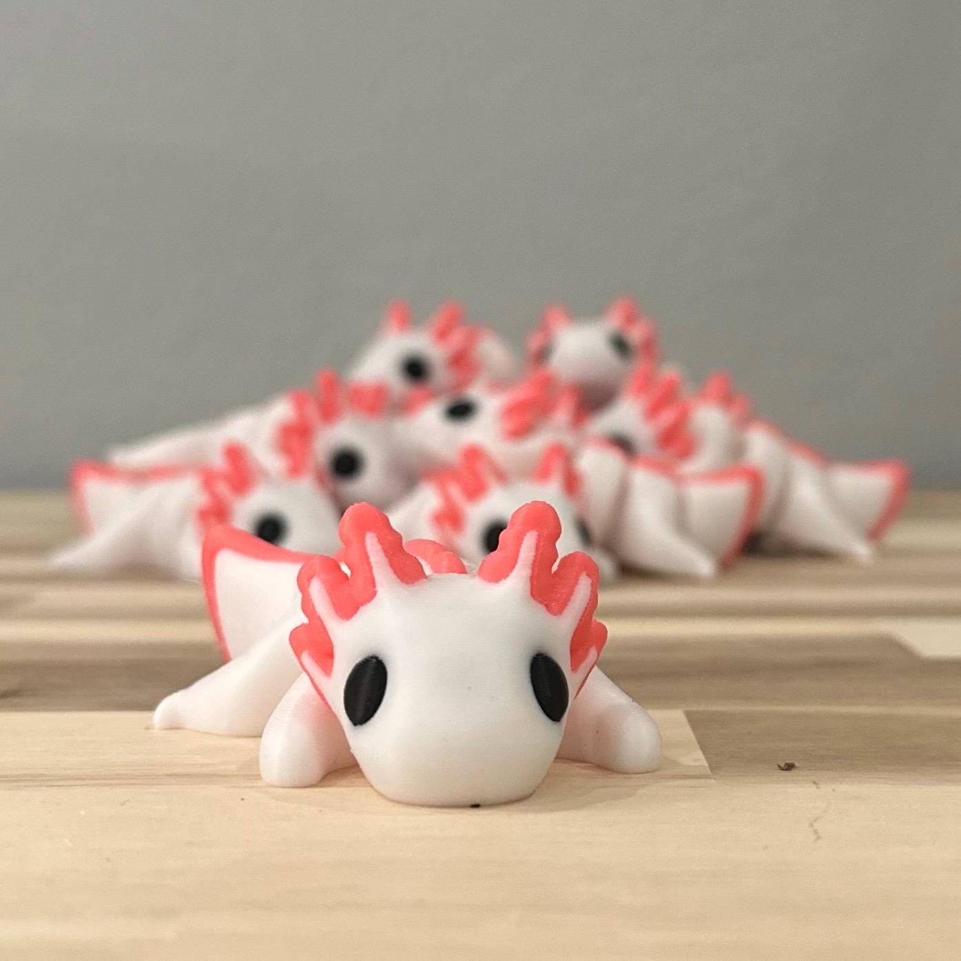 White & Pink Axolotl Wiggly Pal - 3D Print Fidget Toy  - articulating animal