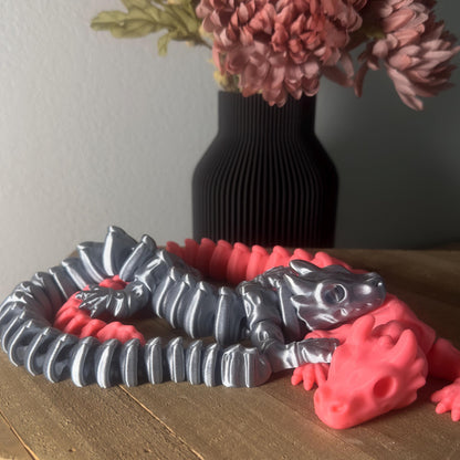Skeleton Dragon Wiggly Pal - 3D Print Fidget Toy  - articulating animal